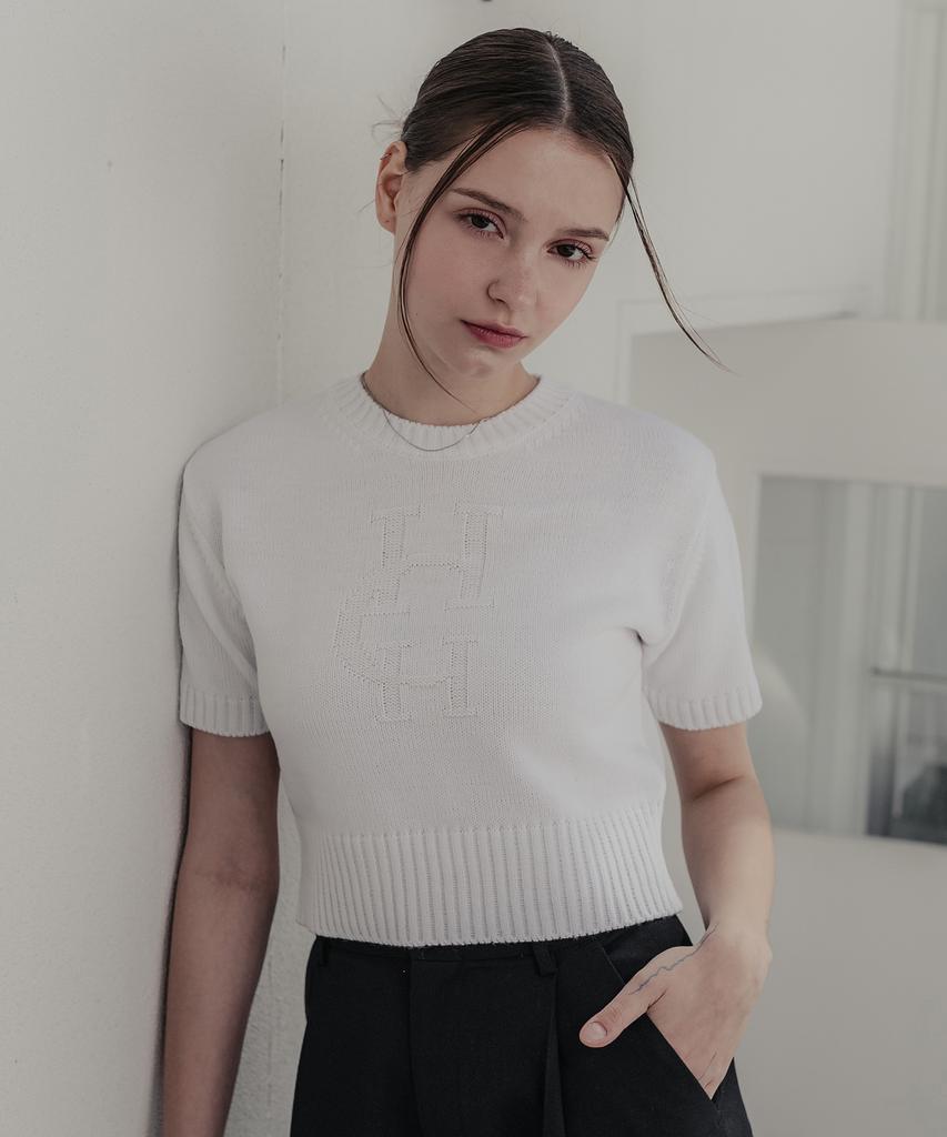 HARDCORE HAPPINESS Moonlight Logo Round Neck Knit_White