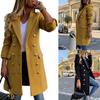 Women's Wool Windbreaker Long Coat Double-Breasted Winter Warm Coat Jacket