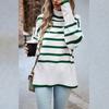 Полосатый свитер с высоким воротником, женский гладкий свободный топ, повседневный вязаный пуловер