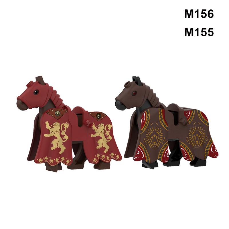 Военные Строительные Блоки Средневековый Солдат Рыцари Снаряжение Скакун Боевой Конь Флаг Волка Жилеты Щиты Огненный Дракон Мини Кирпич Игрушка