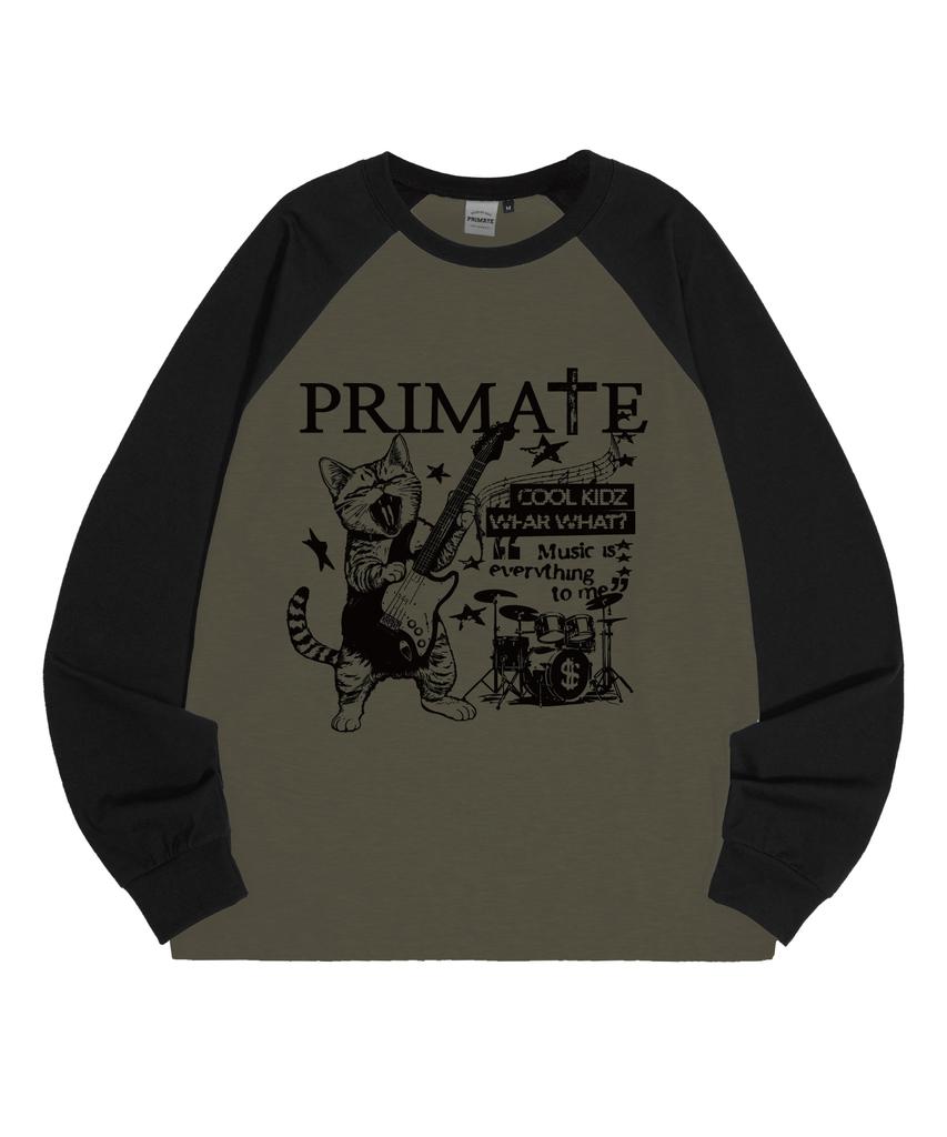 PRIMATE Рок-н-ролл Свободный реглан Длинный рукав 3 Цвета