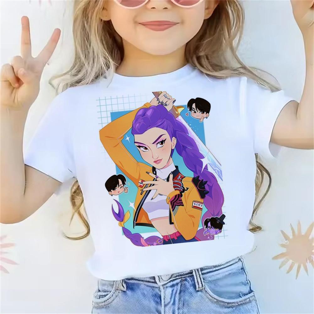 Summer Round Neck 3D K - POP Girl Group Printed Top Fashionable Casual Short Sleeved Children's Girl T-shirts