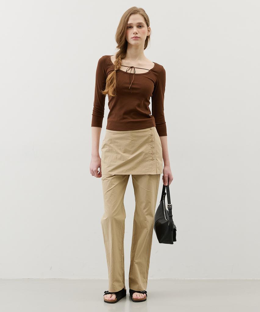 CITYBREEZE Button Layered Skirt Pants_3 Colors