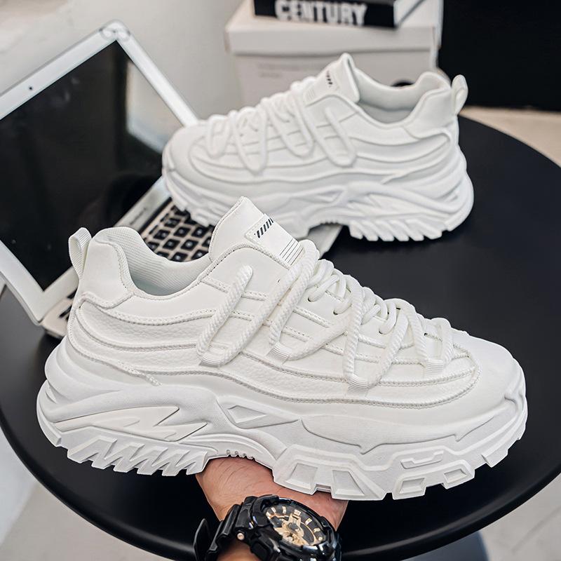 Весна и осень новые мужские туфли модный бренд молодежные спортивные кроссовки повседневные толстые подошвы увеличивающие рост маленькие белые туфли для доски белый папа прилив