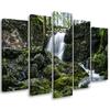 Five Piece Picture Canvas Print Waterfall Forest Rock
