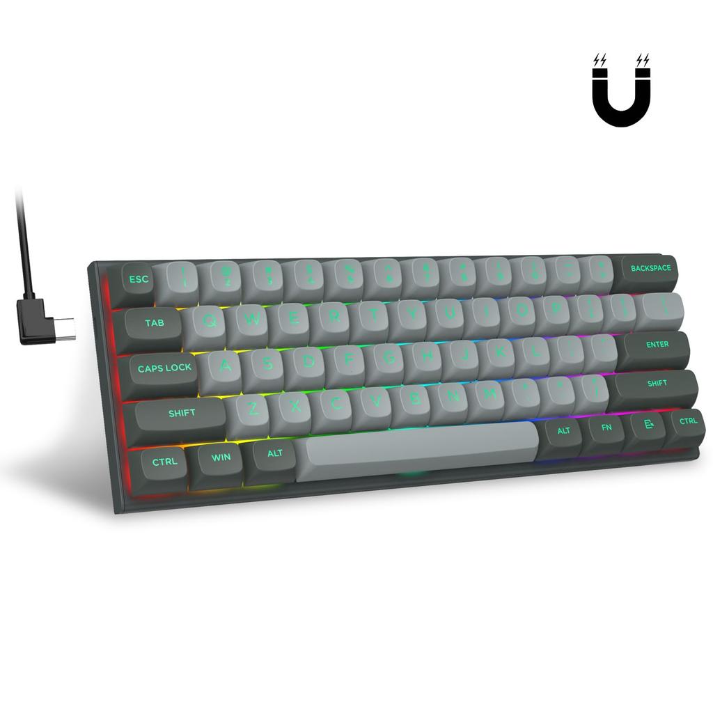 e-Element Hz-61 60% Esports Gaming Keyboard, Rapid Trigger Magnetic Key Switch Mechanical Keyboard, Hot Swappable, Adjustable Actuation, Compact