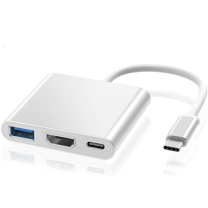 Adaptateur USB C vers HDMI - Non spécifié - 4K - Port USB 3.0 - Charge USB C - Design compact