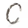 Vintage Thai Silver Hammered Weave Bangle Bracelet For Men Women Hip Hop Fashion New Jewelry Gift Party Glamorous