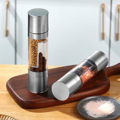 Регулируемая мельница для перца с двумя отсеками и большой горловиной, ручная мельница для перца, бутылка для приправ, кухонные принадлежности
