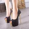 Sexy Fish Mouth Shallow Mouth Fine Heel Sequins Waterproof Table High Heels Temperament Fashion Women's Shoes