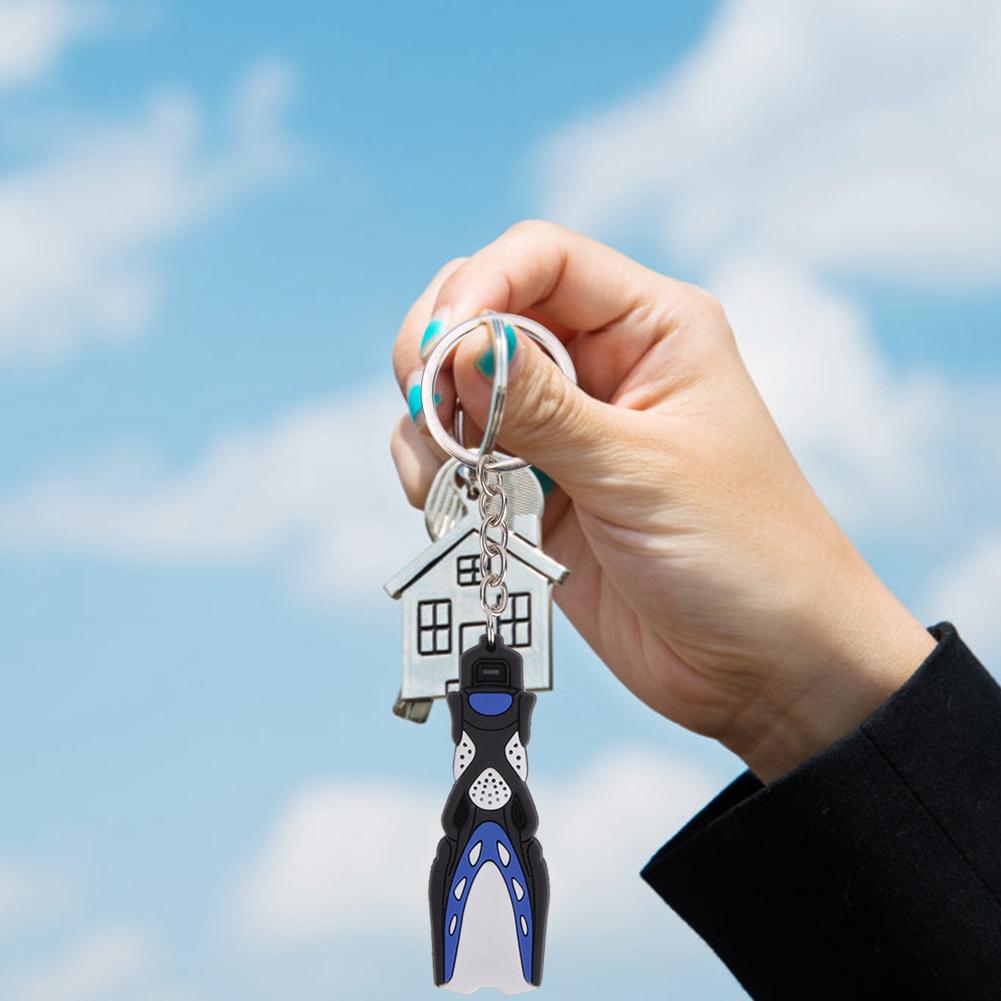 PVC Diving Theme Key Unique Short Flipper Shape Keychain Fin Key Gift