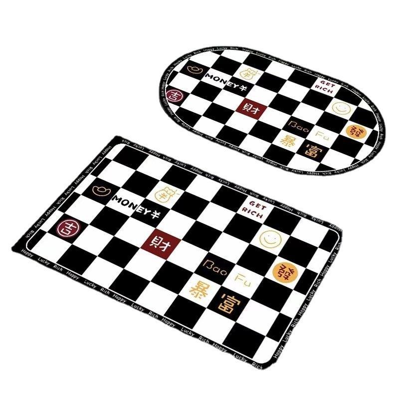 Простой ветровой диатомитовый грязевой шахматный коврик для ванной комнаты, черно-белый сетчатый впитывающий нескользящий коврик, быстросохнущий коврик для кухонной двери