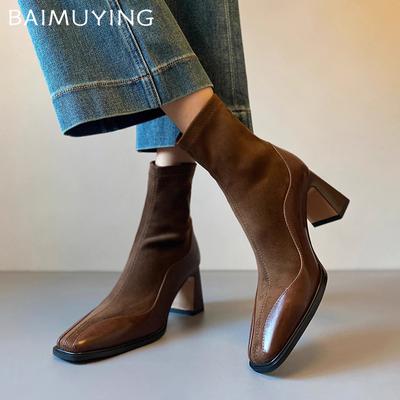 Зимние женские ботильоны на толстой подошве из замши в стиле ретро, дизайнерские туфли на среднем каблуке, классические туфли-лодочки в готическом стиле, новые женские ботинки