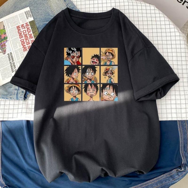 One Piece Luffy Printed Unisexs Short Sleeve TShirt Fashion Crew Neck Summer Tops