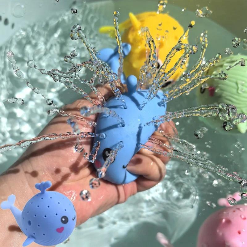 Игрушки для купания младенцев Губка Впитывающая воду Кит Пищалка Игрушки для снятия стресса Летние Игровые водные игрушки для детей Мягкая Игрушка для ребенка