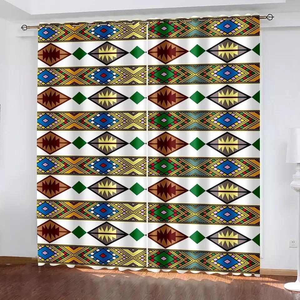 Эфиопские и эритрейские традиционные шторы для гостиной, комплект Tilet Design, высококачественная полиэстеровая ткань Cortinas