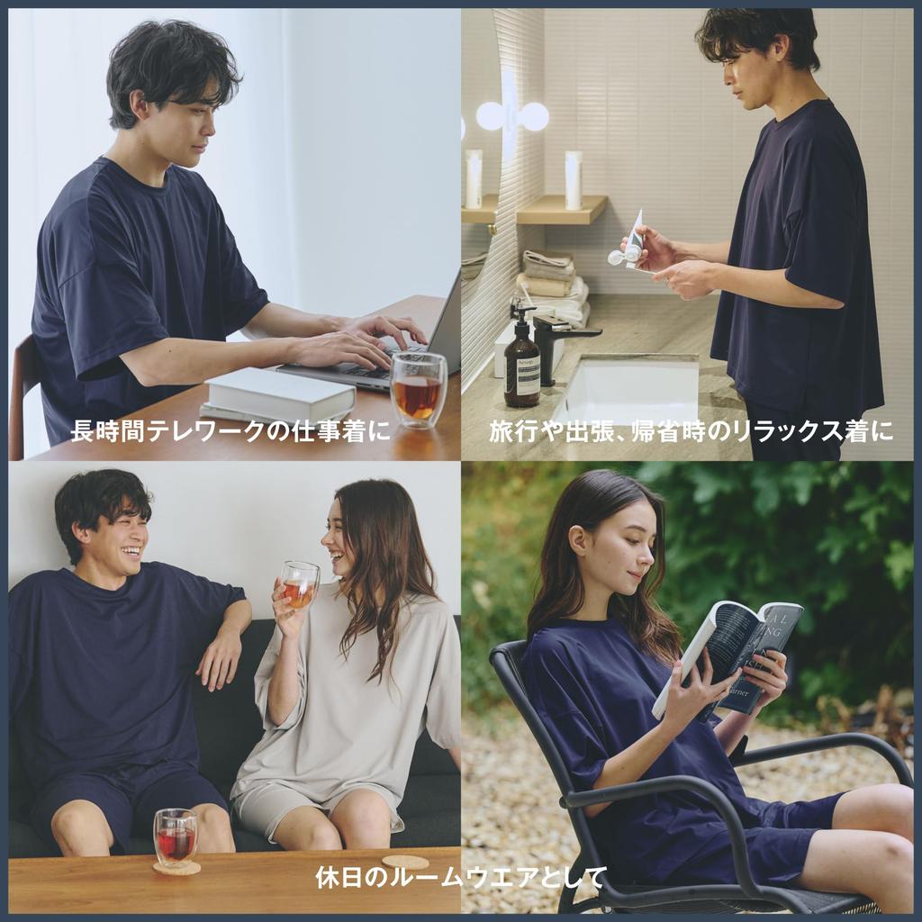 Science Leap Носимое медицинское устройство x Шорты для пижамы для восстановления от усталости Размер LL [SCiENSLEEP] Комплект, Рукав, Унисекс, Серо-бежевый,