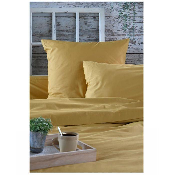1 Taie de traversin percale de coton uni 45 x 185 cm Elysee moutarde