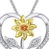 Ожерелье с подвеской в виде полого сердца с подсолнухом, сверкающее яркое ожерелье с блеском, ювелирные подарки