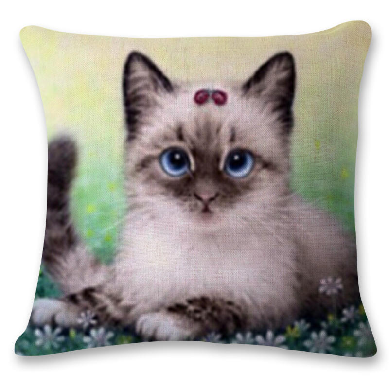 Креативная ручная роспись кошачьего принта, полиэстеровая наволочка, домашняя автомобильная подушка, подушка для дивана