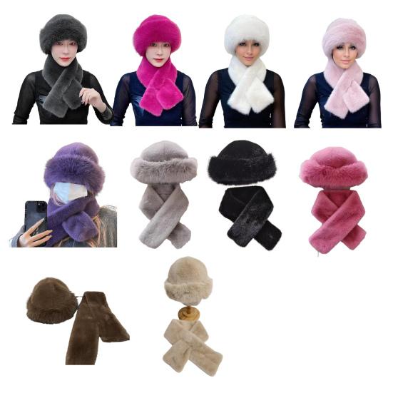 2 Pcs/Set Men Winter Mongolian Hat Neck Warmer Thick Stretchy Solid