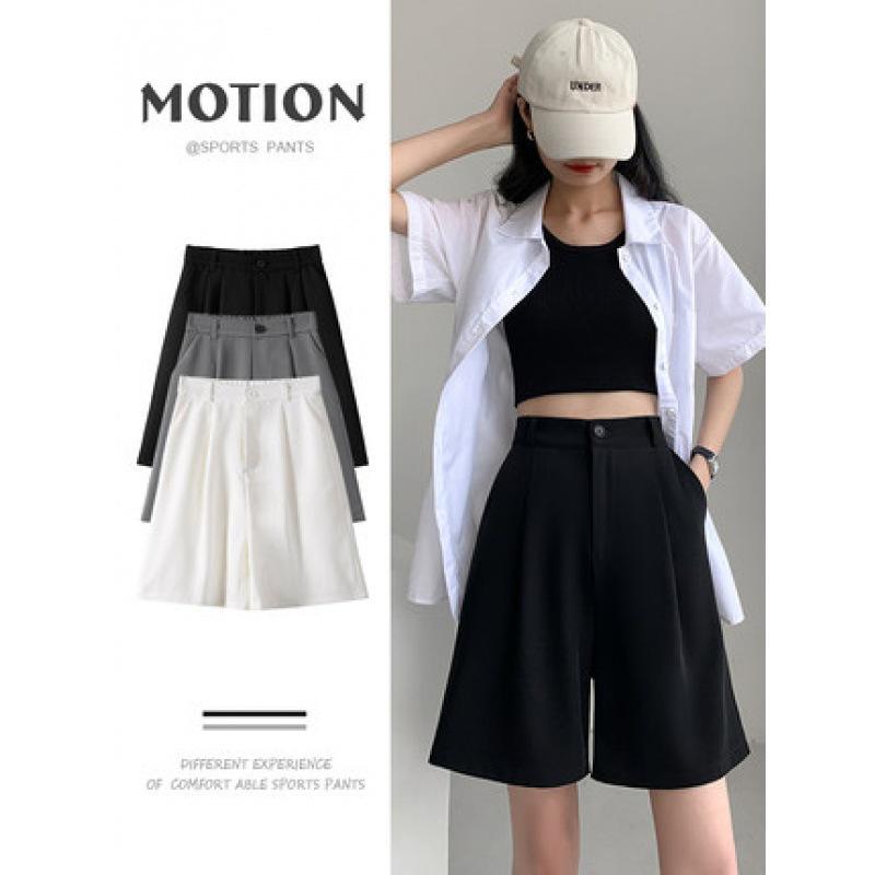 Женские брюки-шорты с высокой талией и широкими штанинами