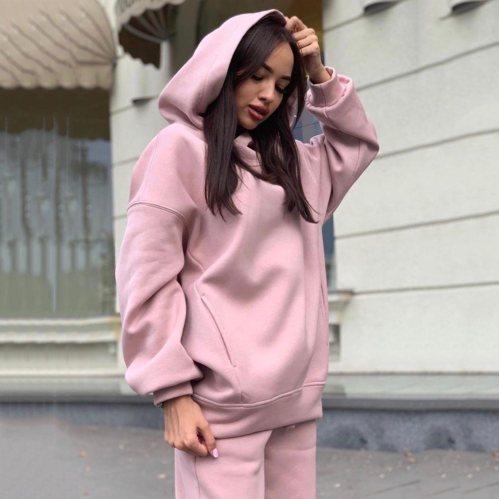 Женский европейский и американский однотонный худи - Новая осенне-зимняя мода