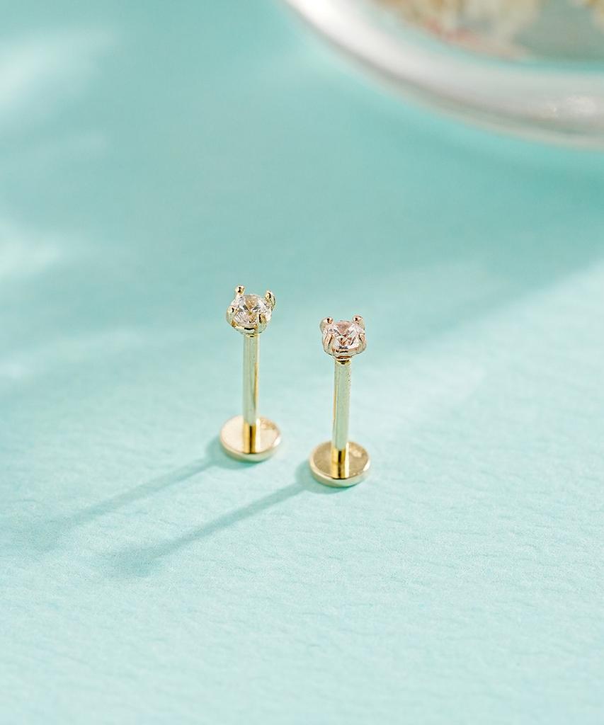 Minimalpiercing 14K Внутренняя резьба Муассанит Алмаз Лабрет Пирсинг носа 0,8 мм