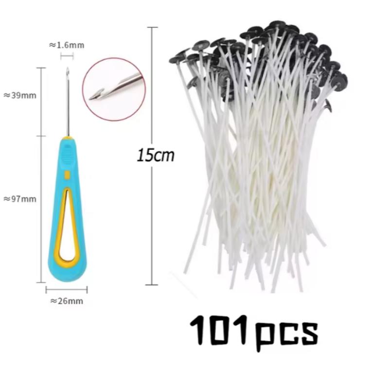 100pcs Waxed Cotton Candle Wicks Set with Stand Original Smokeless Candle Wicks Soy Oil Wax Core Woven Making Candles Supplies
