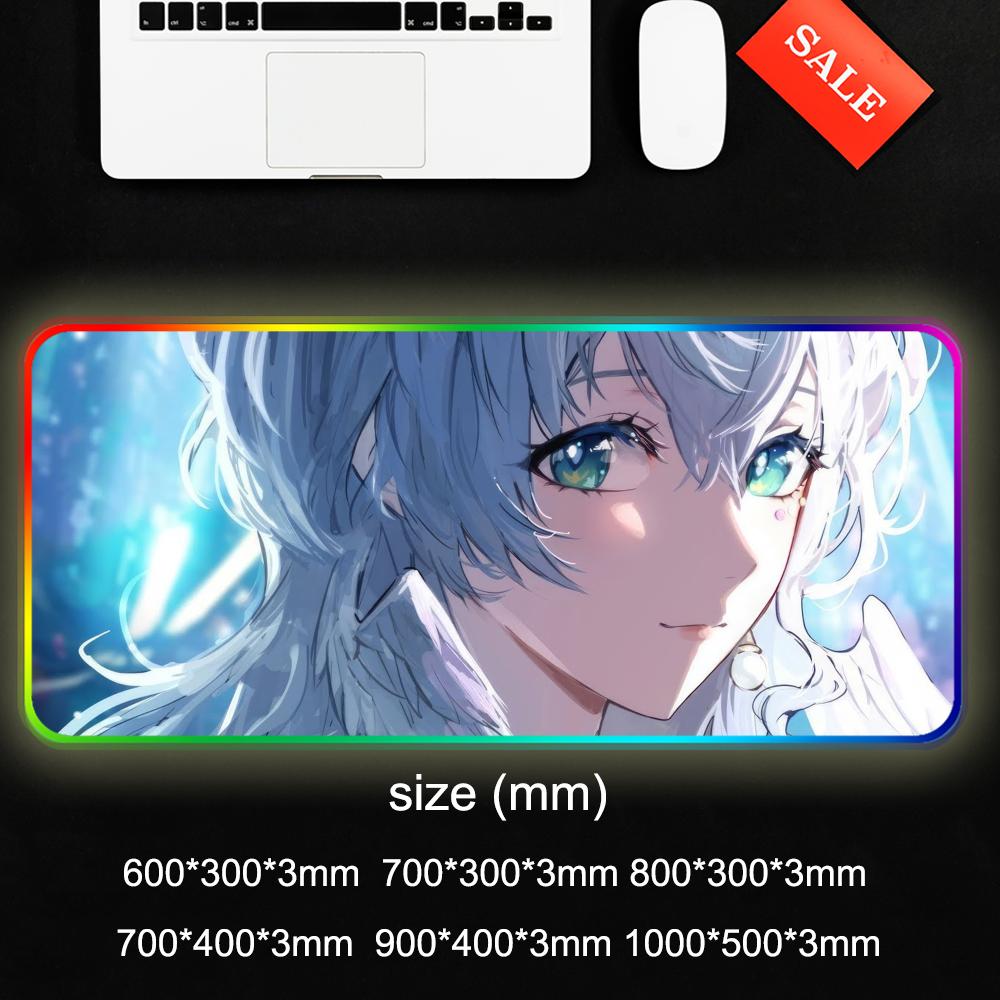 Robin honkai Коврик для мыши RGB Игровой коврик для мыши Большой светодиодный коврик Настольный коврик для ПК Светящийся коврик для мыши Большие коврики для клавиатуры Настольный ковер С подсветкой