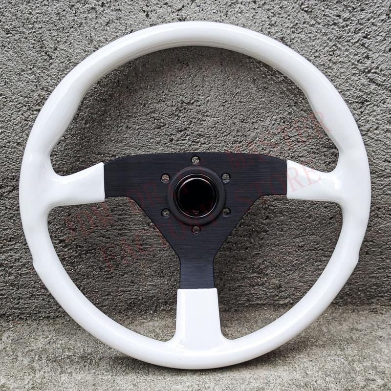 JDM Montecarlo Vintage Wood Style Steering Wheel 14inch Universal ABS White Sim Racing Steering Wheel Auto Accessories