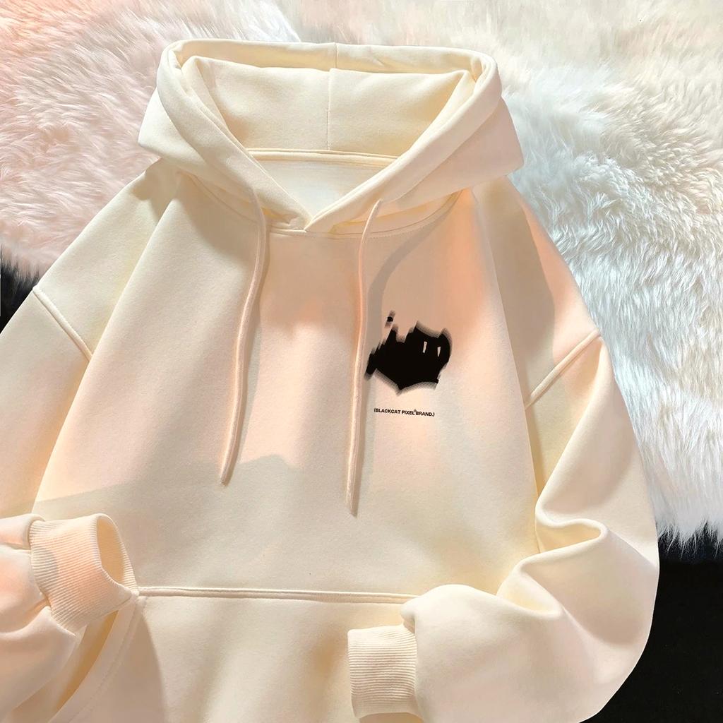 Sweatshirts for Men and Women Multi-purpose Hong Kong-style High Street American-printed Tops Pure Cotton Autumn and Winter