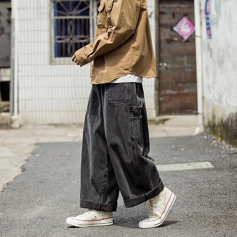Men's Seasonal Denim Wide Leg Pants Workwear Casual Trousers