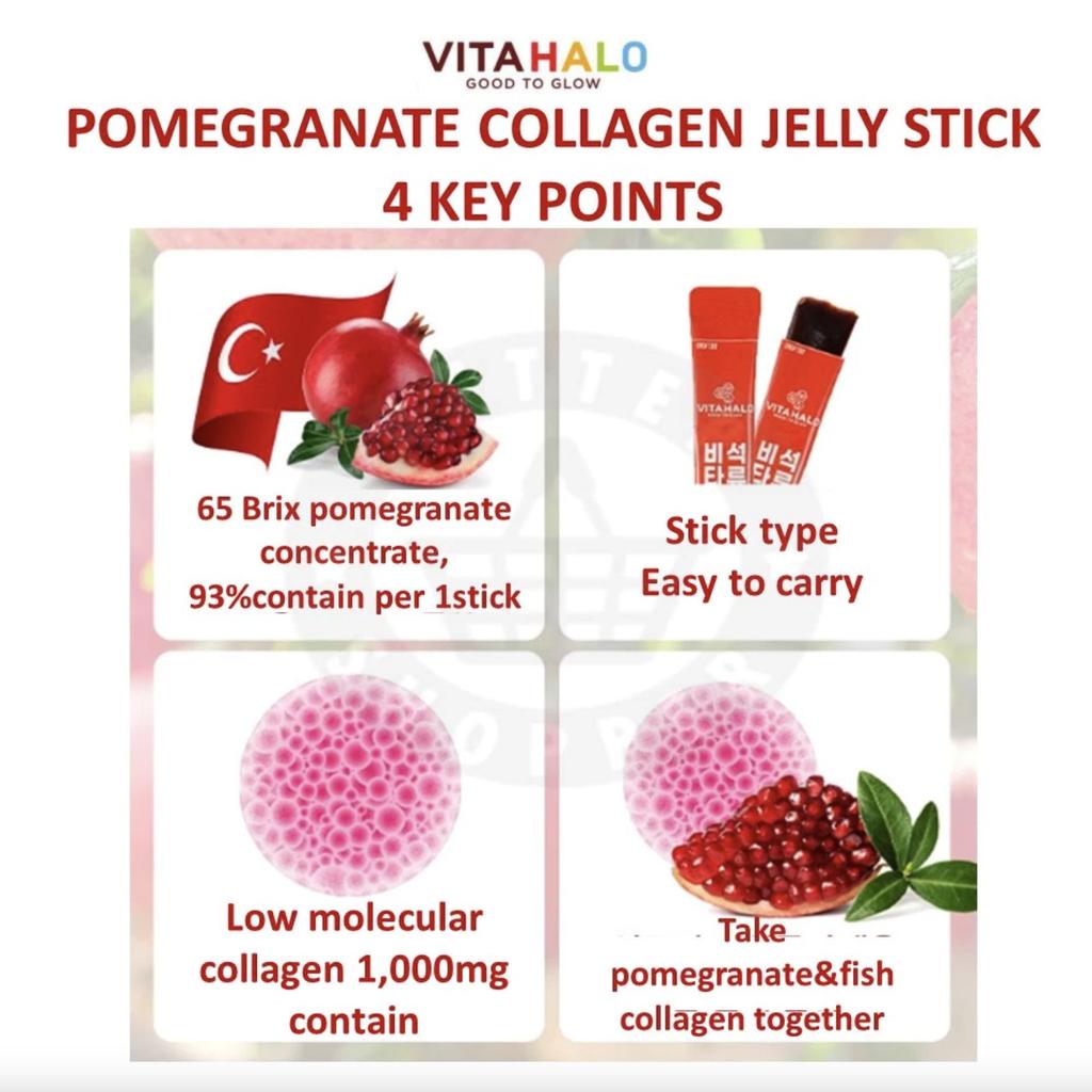 Корейский коллаген Vitahalo Pomegranate (1000мг) Желейные палочки, 1200 г (2 упаковки)