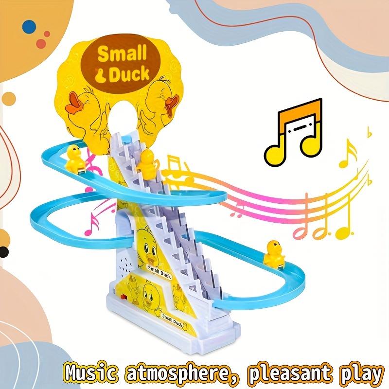 6-Piece Duckling Stair Climbing with Lights and Music, Fun and Cute Duck Slide Toy Set, Easter Gift for Children, Plastic, Yellow.