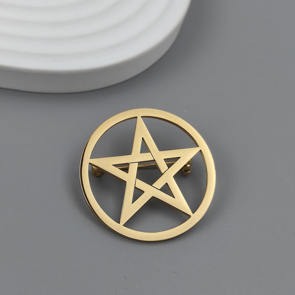 Pentagram series stainless steel brooch, symbolizing the positive energy of warding off evil, symbol of cultural lapel jewelry.