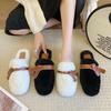 Bowknot Wool Slippers For Women Wearing Warm Lamb Wool Wrapped Half Slippers Flat Bottom Autumn And Winter Slippers Ins