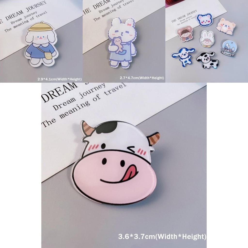 Очаровательные мультяшные броши в виде собаки, кролика и коровы для украшения рюкзака и сумки