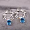 Swiss Blue Topaz Gemstone Earring, Handmade Gorgeous Jewelry, 925 Solid Sterling Silver Jewelry, Bohemian Earring For Wedding Gift