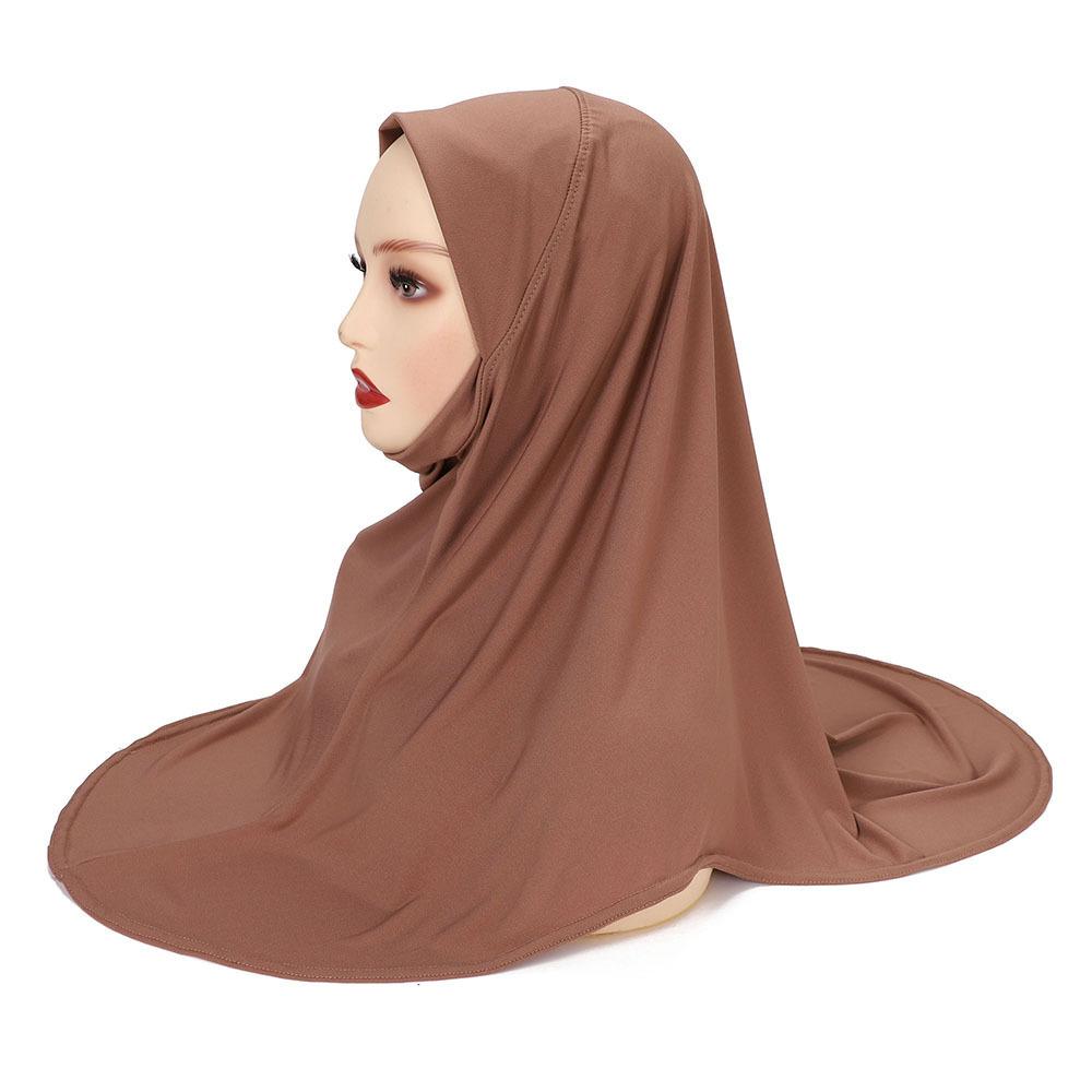 Malay Double Chin Undercap Muslim Women Solid Color Inner Scarf Islamic Instant Hijab Ladies Cap Crystal Hemp Bonnet Hat 80*55cm