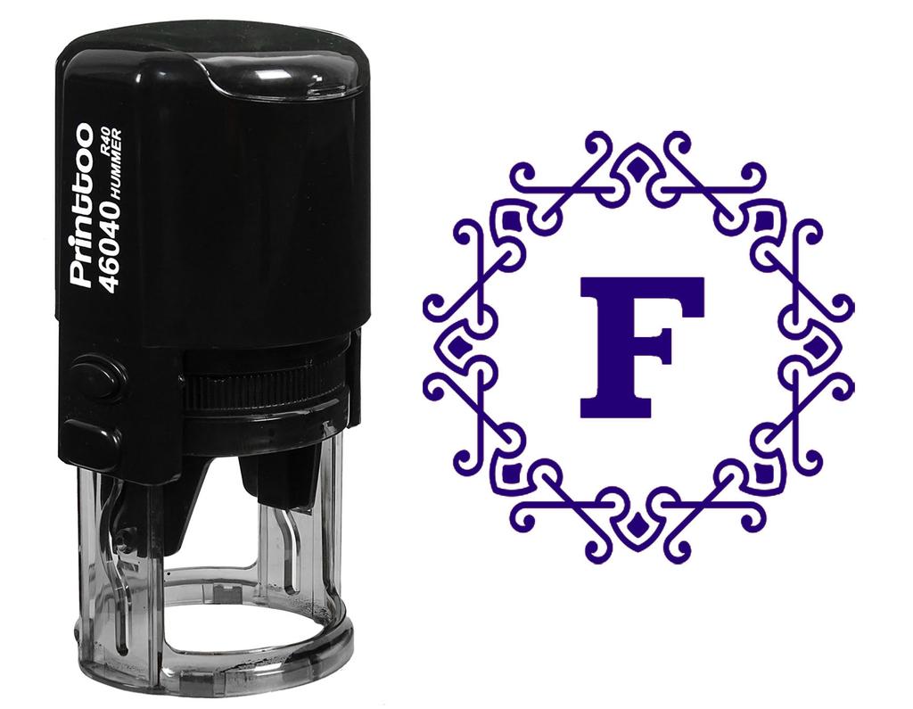 Printtoo Офисная стационарная восьмиугольная кельтская вихревая рамка F Alphabet Monogram R-40 Self Inking Rubber