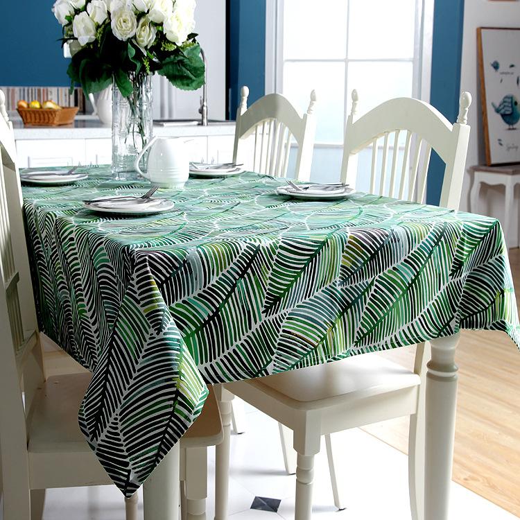 Cotton Thickened Canvas Leaves Tropical Rainforest Plantain Leaves Bamboo Leaves Coffee Table Tablecloth Dining Table Cloth