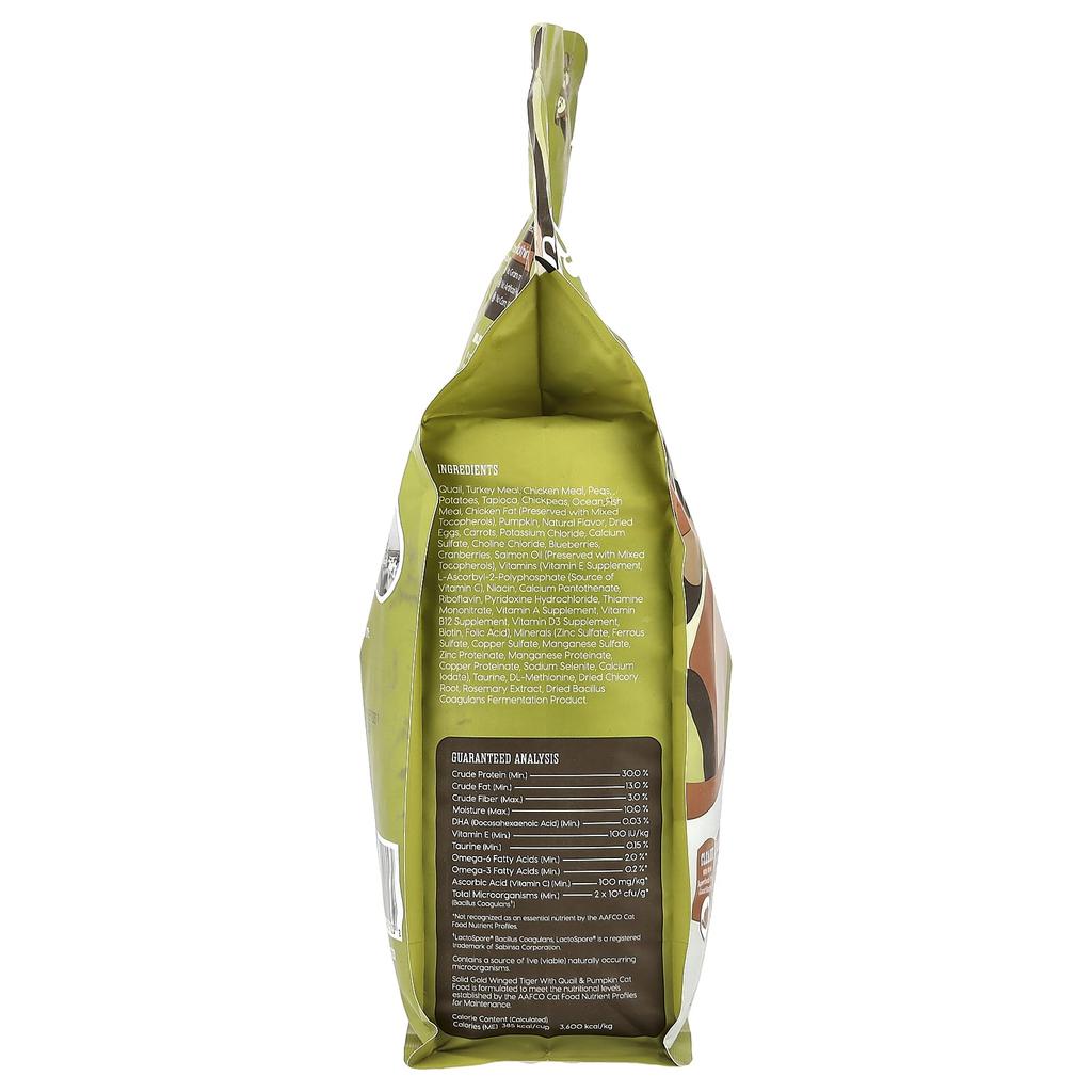 Solid Gold, Winged Tiger™, Cat, Adult, with Quail & Pumpkin, 1.36 Kg (3 Lbs)