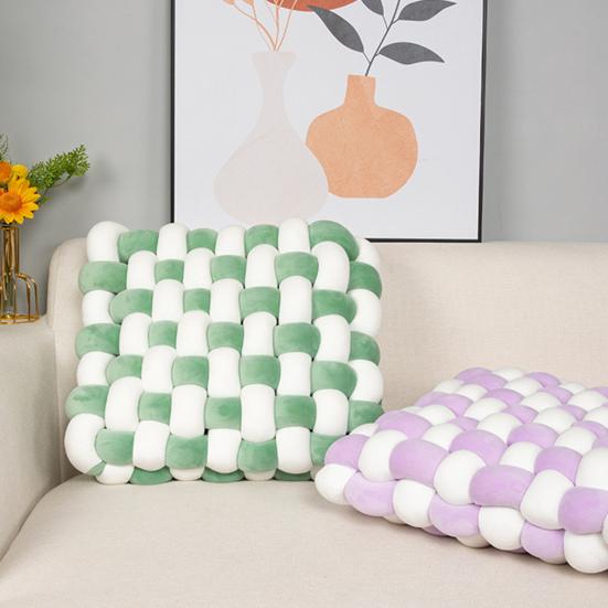 Завязанная квадратная подушка Мягкая подушка ПП Хлопковый наполнитель Дышащая, приятная для кожи, износостойкая, декоративная тканая подушка для домашнего офиса