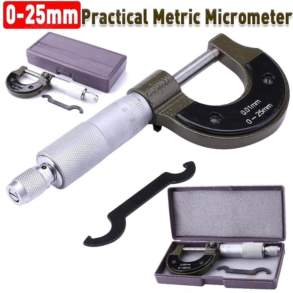 Наружные микрометры из углеродистой стали 0-25 мм Верньерный штангенциркуль Прецизионный микрометр Ручной инструмент Микрометрический индикатор с резьбовой шкалой