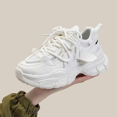 Весенние новые однотонные модные дышащие кроссовки с мягкой подошвой и сеткой, студенческая спортивная обувь для отдыха, женская обувь для папы