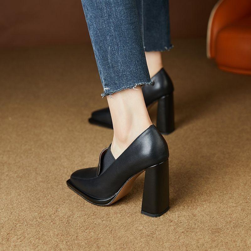 2025 Spring Fashion New Style Simple Retro Versatile High Heels Casual and Comfortable Women's Shoes