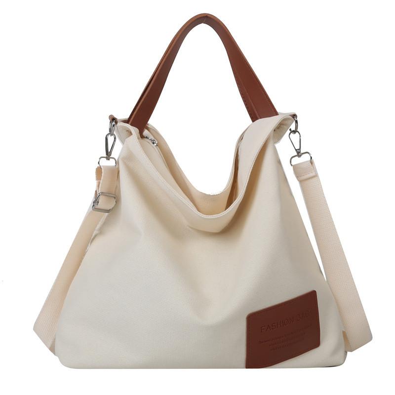 Large Canvas Shoulder Bag For Women With Multiple Pockets And Zipper Closure