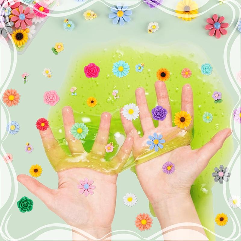 WTEMPO Миниатюрные смоляные цветы, украшения для нейл-арта, милые крошечные смоляные цветы с плоской задней стороной, шармы для слайма для DIY-поделок, декор для микроландшафта, маленькие аксессуары