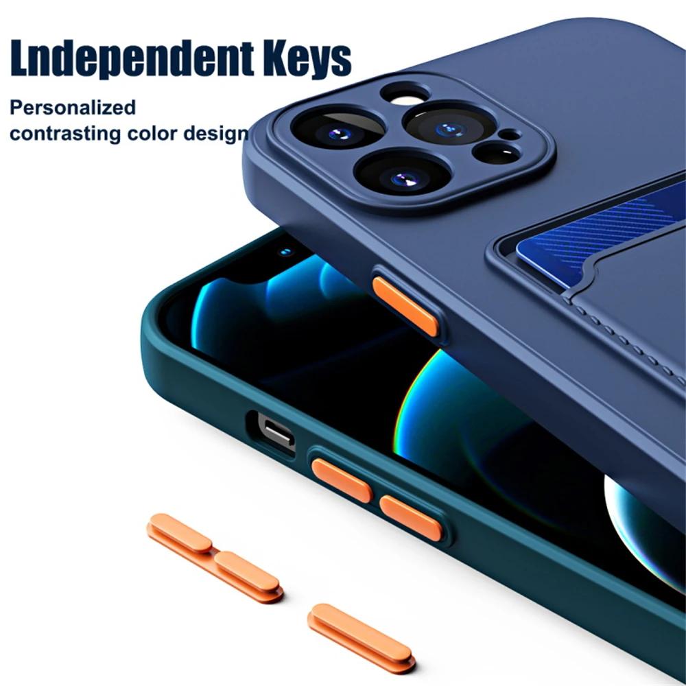 Case for iPhone 16E Wallet Card Holder Candy Color Silicon Soft Phone Case for iPhone 16 Plus 15 14 13 13 11 Pro Max XS XR Cover
